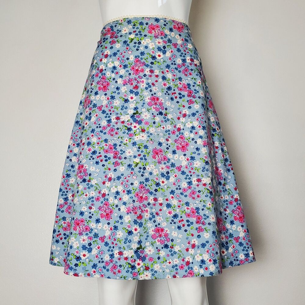 Vintage Y2k Von Mozart Blue Floral Skirt View 3